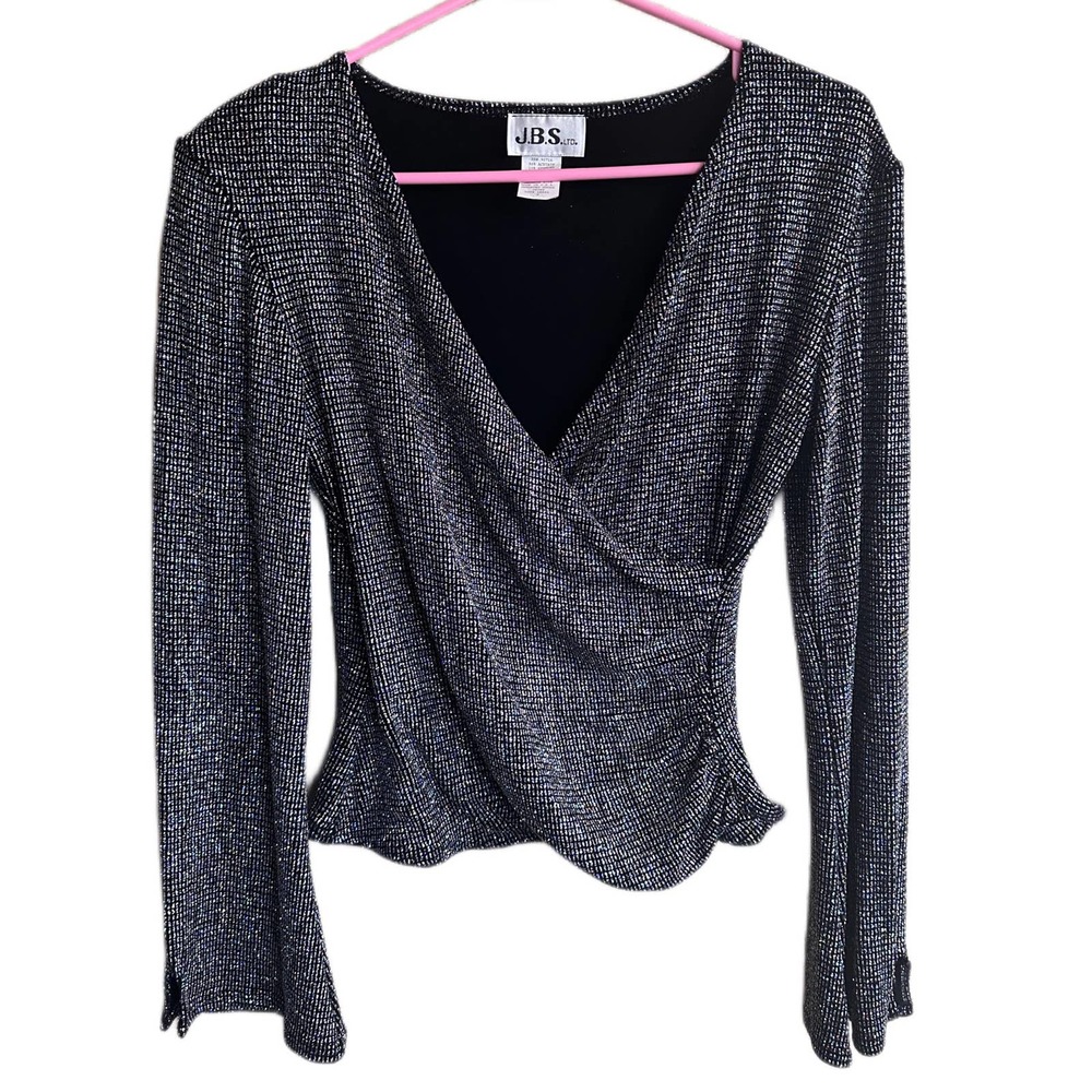 Black sparkly v-neck eras tour aesthetic long vented sleeves top